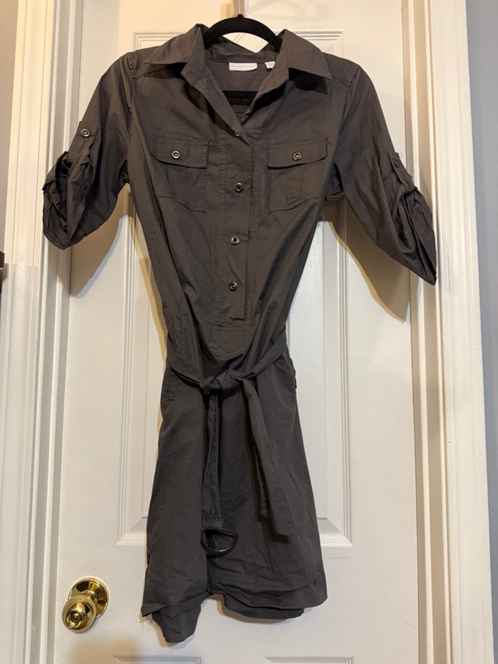 New York & Company Dark Charcoal Button-Front Shirt